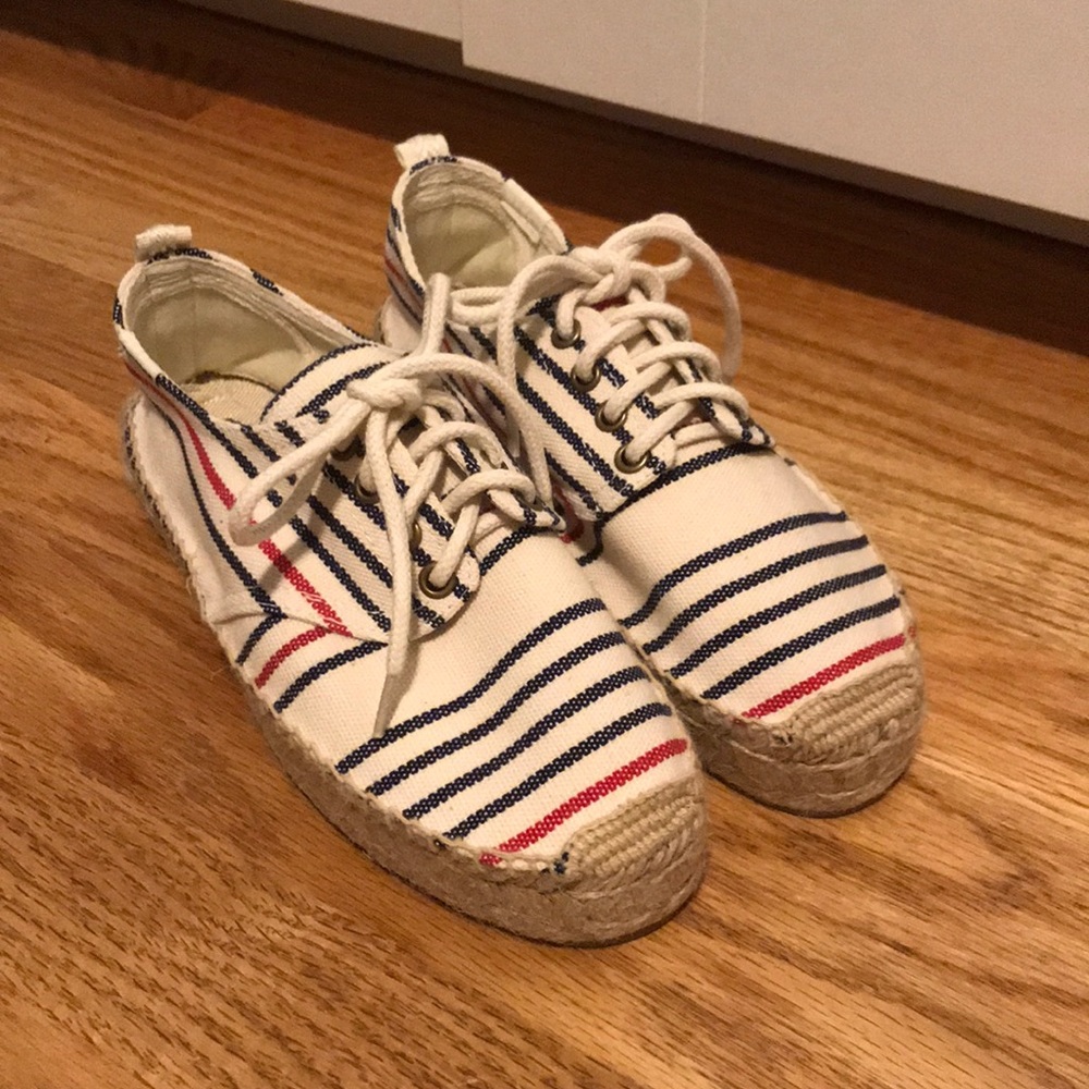Madewell x Soludos red white and blue espadrilles